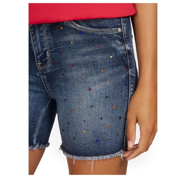 NEW YORK & CO Lexi High-Waisted Rhinestone 5-Inch Short Size 2 - Picture 2 of 12